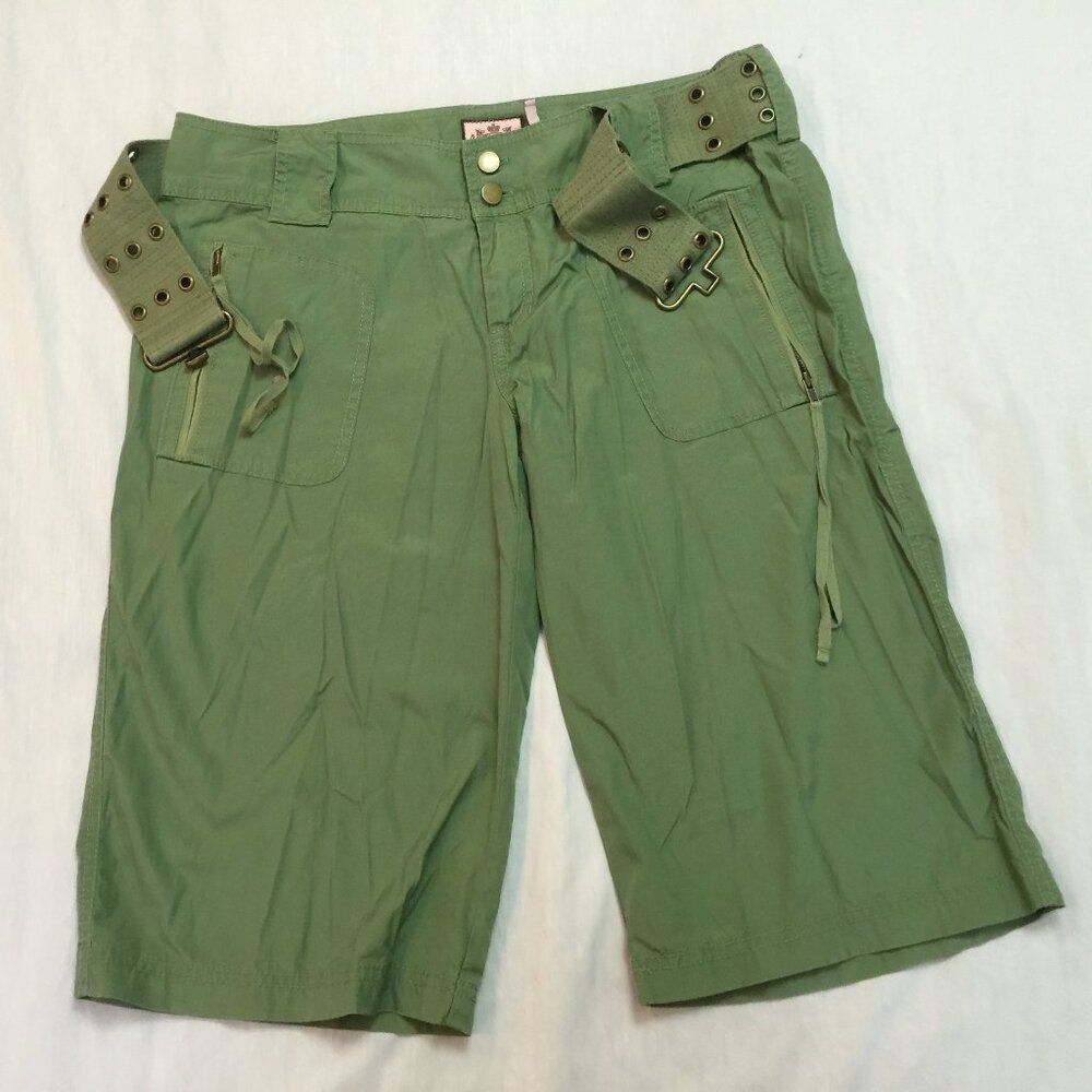 🐢 JUICY COUTURE BORN IN THE GLAMOROUS USA WOMENS COTTON BELTED SHORTS CAPRIS 6